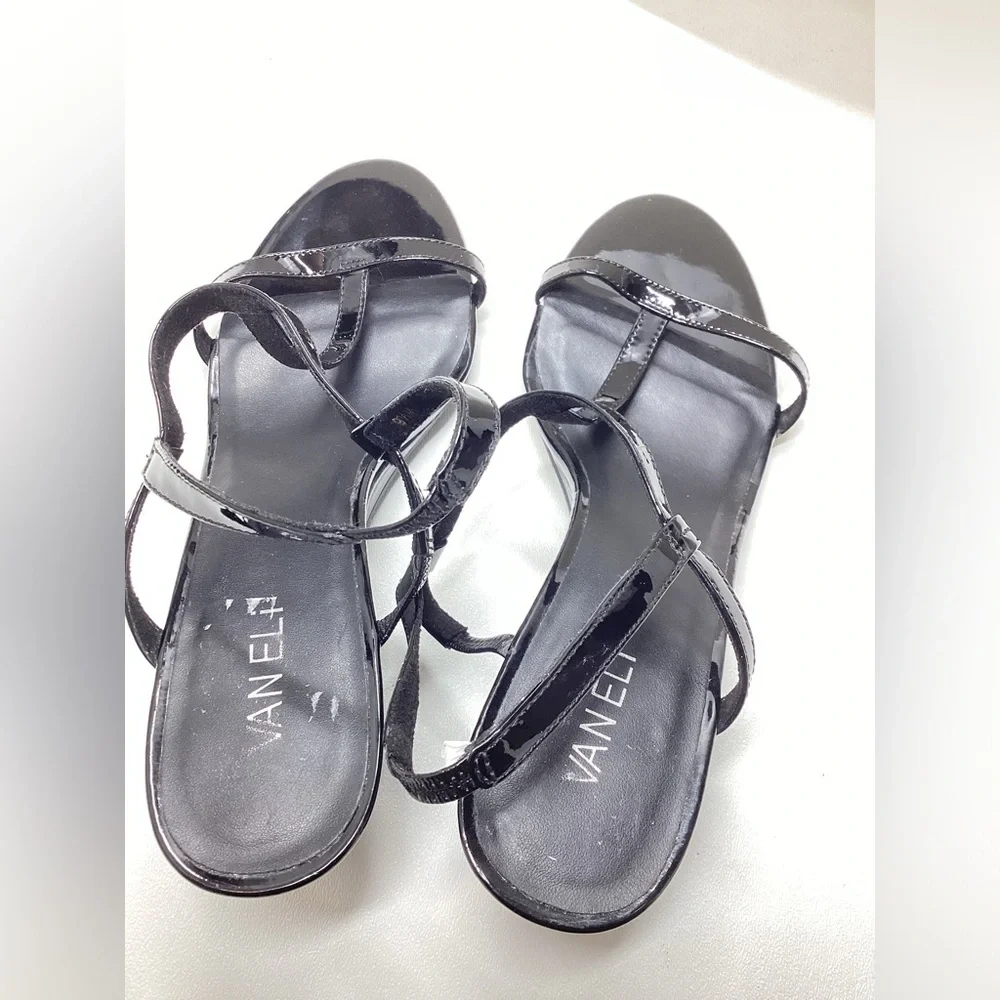Vaneli Mohan T-strap Wedge Sandals In Black Size 9.5 - Picture 8 of 11